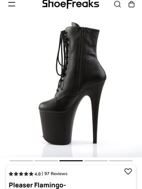 Pleaser Black Platform Lace-Up Ankle Boot